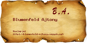 Blumenfeld Ajtony névjegykártya
